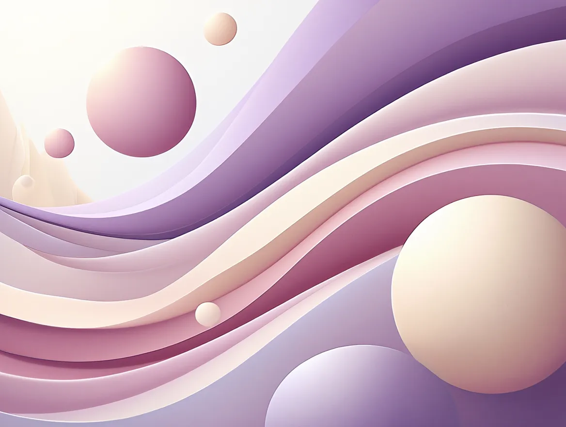 Abstract flowing lines and soft circles representing a calm and balanced morning routine
